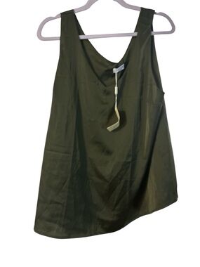 NWT ekouaer Women's Olive Green V-Neck Tank Top xxl lined poly spandex